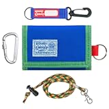 Rough Enough Kids Wallet for Boys Teen with Neck Lanyard Keychain Waxed Canvas Blue Water Repellent