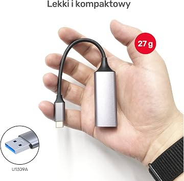 Unitek USB-C Gigabit Ethernet Adaptörü │ USB tip C RJ45 LAN Ethernet 10/100/1000 Mbps Dönüştürücü│ USB 3.0 5 Gbps │ Alüminyum, Kablo 12 cm │ Neztweradapter Win, Mac, Linux│Plug&Play