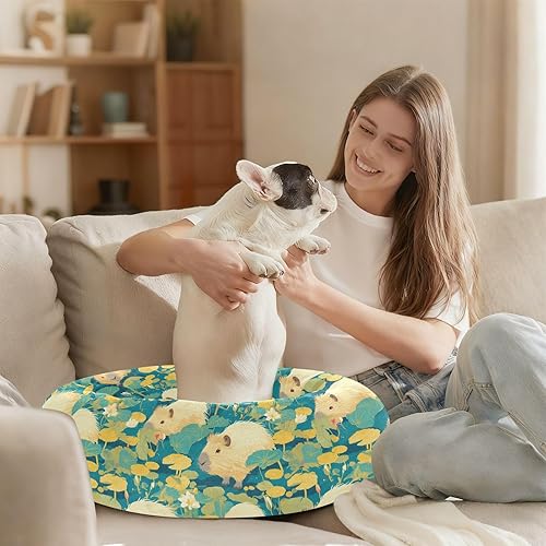 Miniatura 6 de Green Cute Capybaras Warm & Soft Pet Dog Bed fluffier Calming Bed for Medium Size Pets Supplies Camas para mascotas Grandes