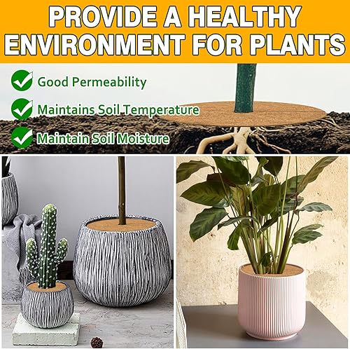 Miniatura 4 de ZeeDix Paquete de 3 Anillos de Mantillo de Fibra de Coco, Anillo de Mantillo de Árbol de Fibra de Coco de 30 Pulgadas, Tapete de Mantillo, Tapete