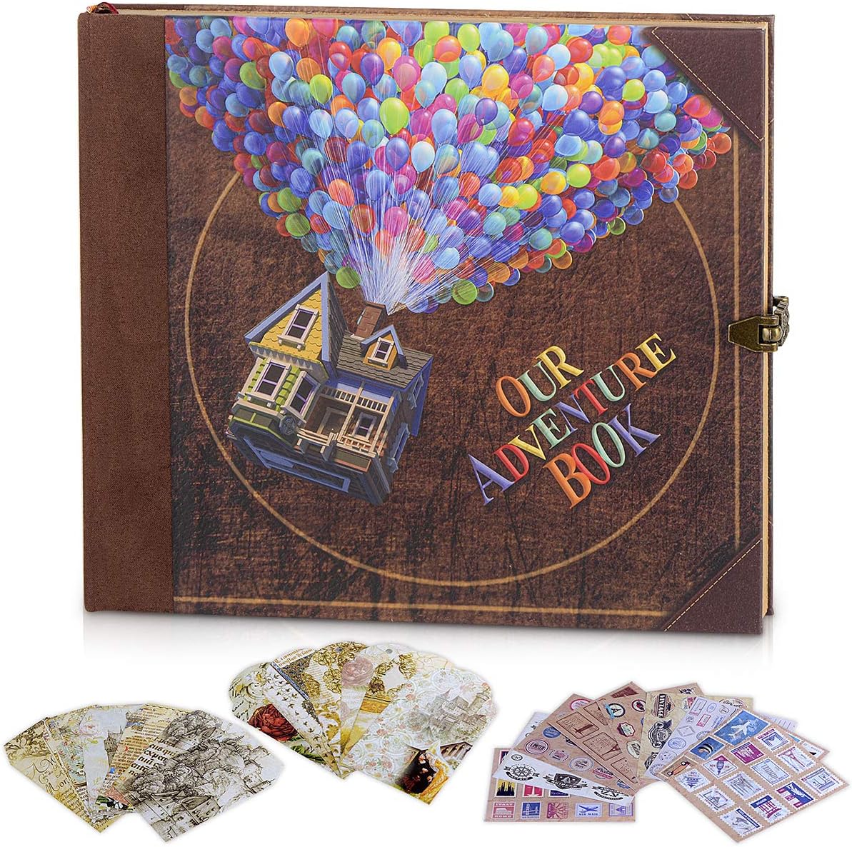 GRTOur Adventure Book Journals Notebooks,DIY Anniversary Photo Album Scrapbook,8.66x7.67 Inch 148P Journal Writing Notebook Journal Travel Subject Notebooks for Kids Xmas(Balloon)