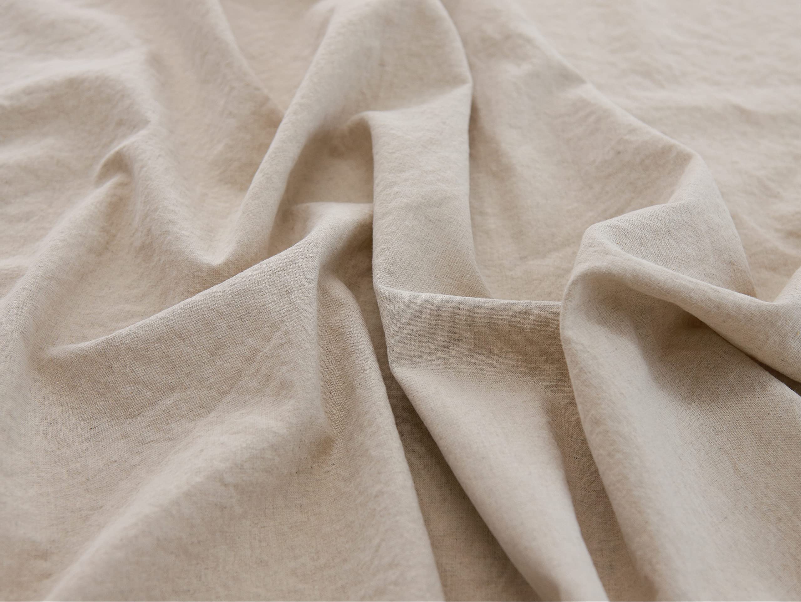 COTTONVILLCOTTONVILL 15COUNT Linen Cotton Blend Solid Bio Washing 57" Width Fabric (3yard, 03-Natural)