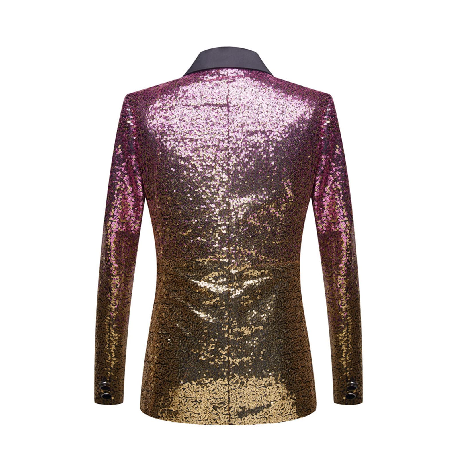 Men Shiny Sequins Suit Jacket Blazer One Button Luxury Party Tuxedo Weddings Dinner Prom Shiny Banquet Sport Coat (Pink,Large)