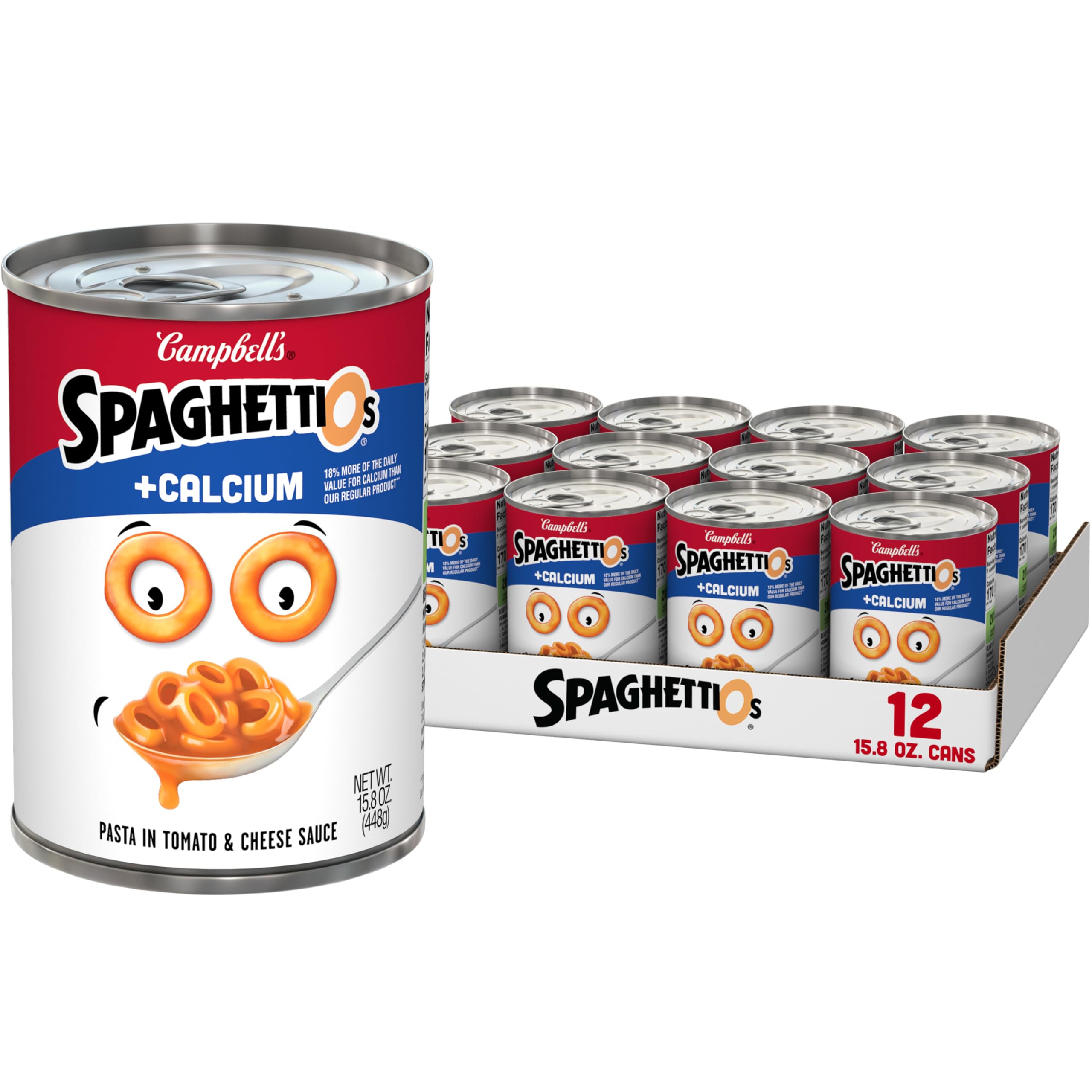 SpaghettiOs Original Canned Pasta Plus Calcium, 15.8 oz Can (Pack of 12)