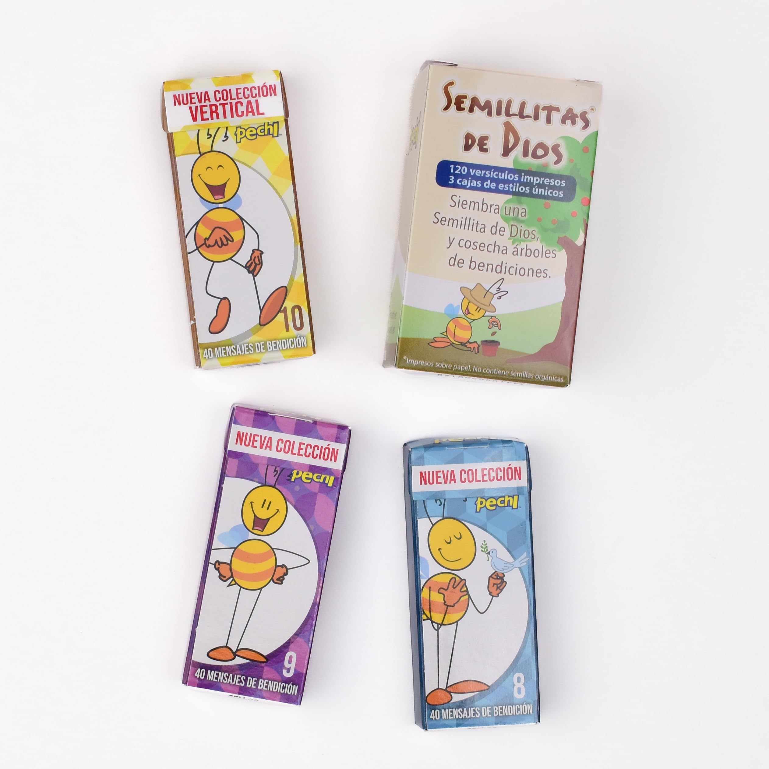 Pechi Semillitas de Dios - (Spanish Mini Bible Verses) 3 Pack of 40 messages each with Bible verses for everyday. (Colección 2-3 cajitas)