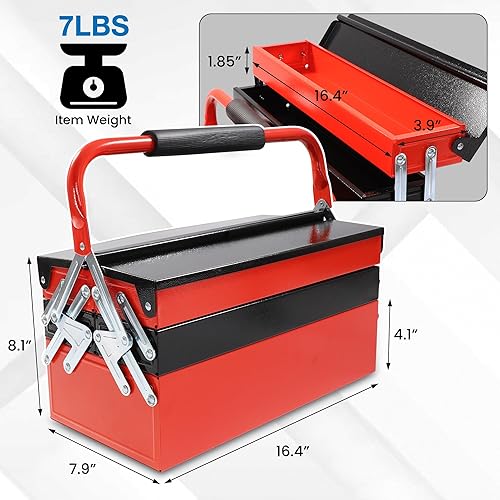 Miniatura 4 de Mini caja de herramientas, organizador de caja de herramientas con acero, voladizo para taller, garaje, almacén