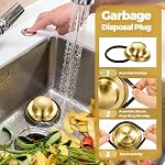 4 Pcs Brushed Gold Kitchen Sink Accessories Garbage Disposal Splash Guards 3.4'' Sink Drain Strainer and Stopper Stainless Steel Garbage Disposal Plug for Kitchen Drain Strainer
