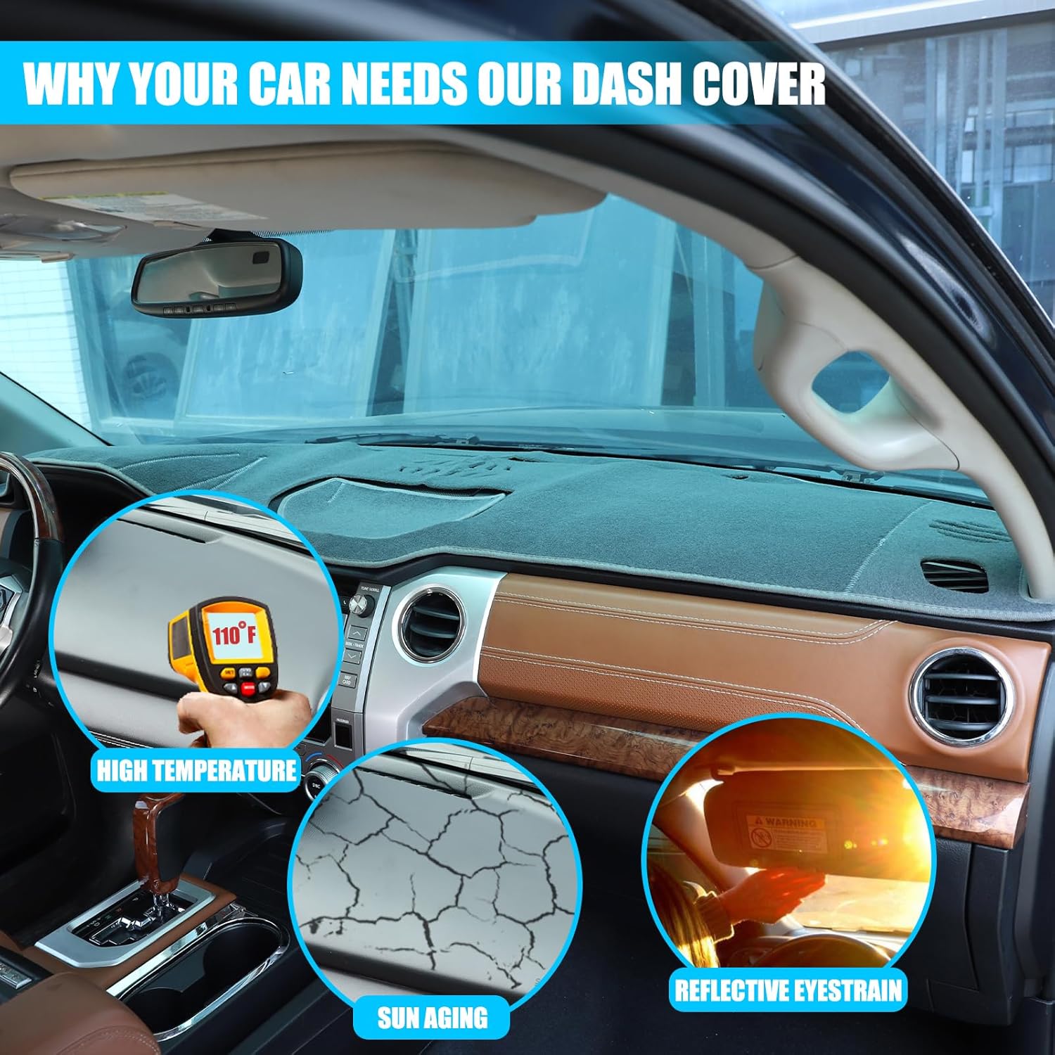LLKUANG Dashmat Dash Mat Compatible with Toyota Tundra 2014-2021 Polyester Carpet Car Dashboard Cover Sun Shade Pad,Anti-Slip Dash Board Accessories Dash Cover Mat (Grey)
