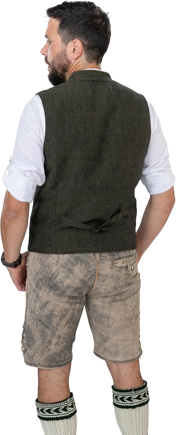 Gilet Tradizionale Bavarese In Loden – Antracite Con Dettagli In Velluto E Retro In Broccato, Taglia 62, Per Matrimoni E Feste