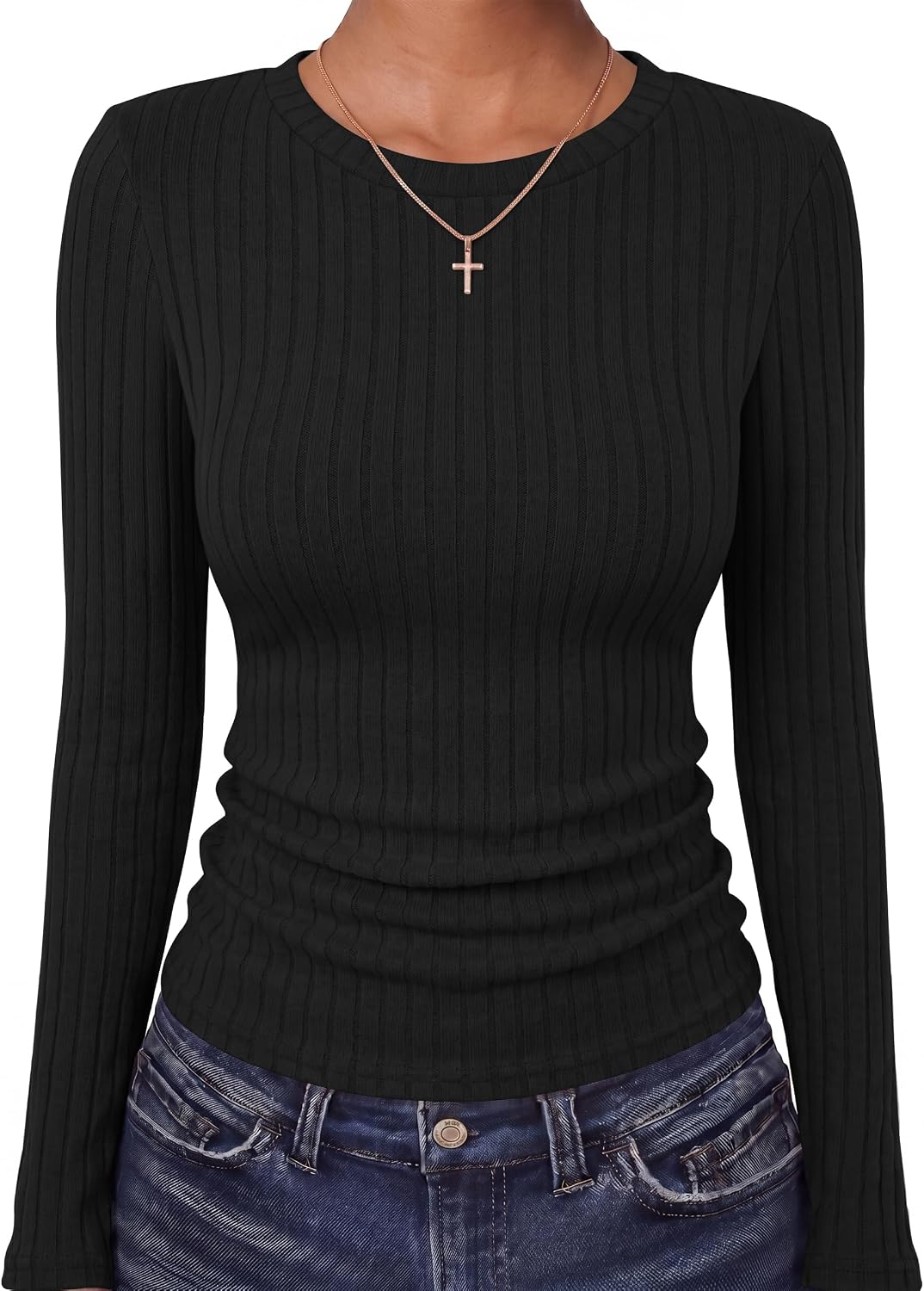 40% off on ANRABESS Long Sleeve Shirts for Women Ribbed Fitted Top