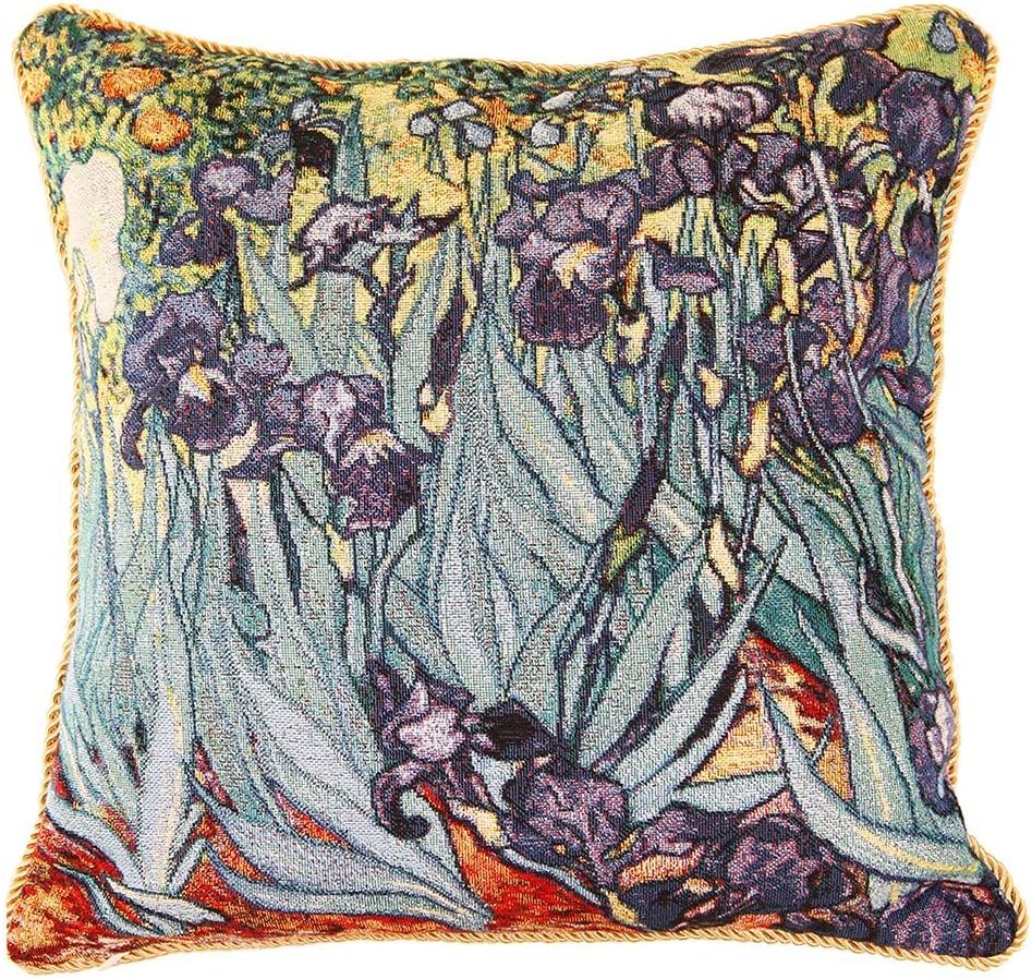 Signare Tapestry Cushion Cover, 18 x 18 inches (45cm x 45cm), Decorative Sofa Cushion Inspired by Artistic Masterpieces (Iris