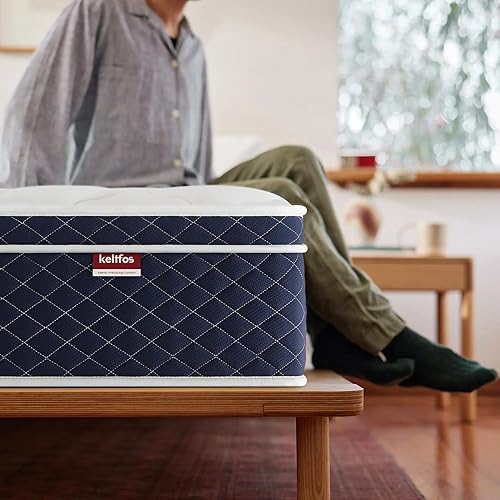 Vista 8 de Colchón híbrido de tamaño matrimonial de 12 pulgadas, espuma viscoelástica de sensación media y colchón de resortes en una caja, espuma de apoyo