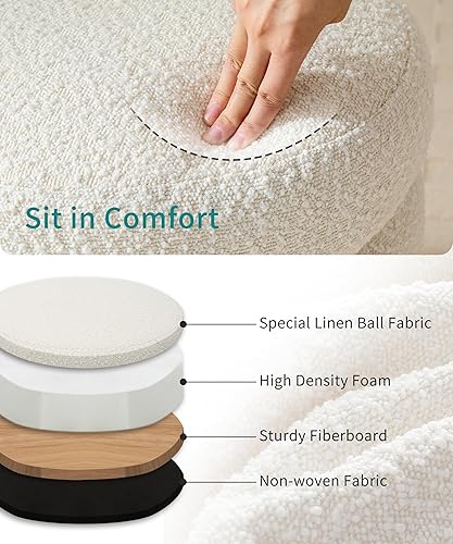 Miniatura 4 de Otomana redonda con almacenamiento para sala de estar, taburete pequeño con forma de ramo, moderno tapizado, reposapiés otomano para dormitorio,