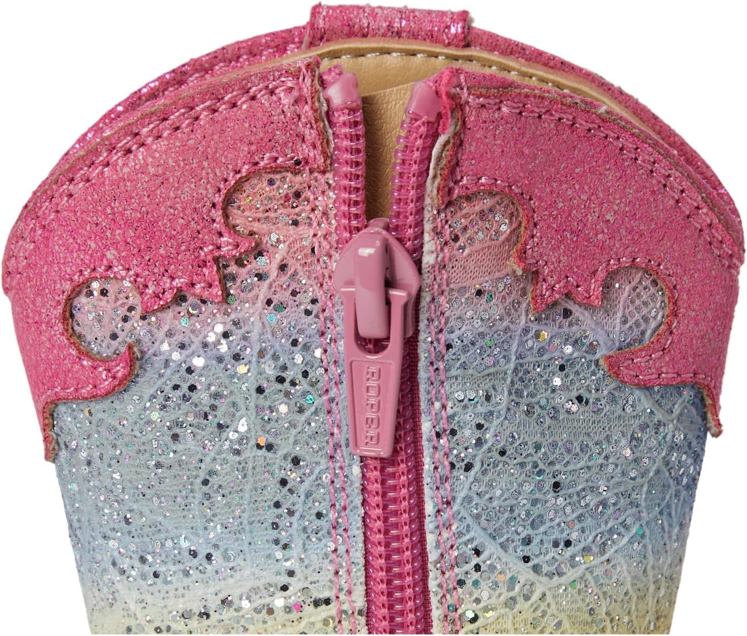 ROPER Toddler Girls Glitter Lace Square Toe Casual Boots Ankle - Pink