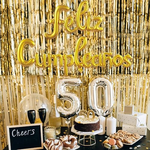 Miniatura 3 de Feliz Cumpleanos Paty Decoración de Cumpleaños Cartel de Cumpleaños Español Feliz Cumpleaños Letra Globo Fiesta Tema Decoración Globo Dorado