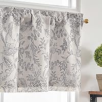 Vista 17 de Lazzzy Cenefa de cocina para ventanas, con aislamiento térmico, cortina opaca con estampado floral, lino sintético, cenefa de cortina para cocina