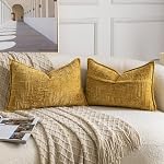 MADIZZ Decorative Chenille Neutral Pillow Covers 30x50 cm Yellow Pack of 2 Throw Pillows for Couch Sofa Boho Accent Pillow Cases for Bed Cushion for Bedroom Living Room Modern Home Decor