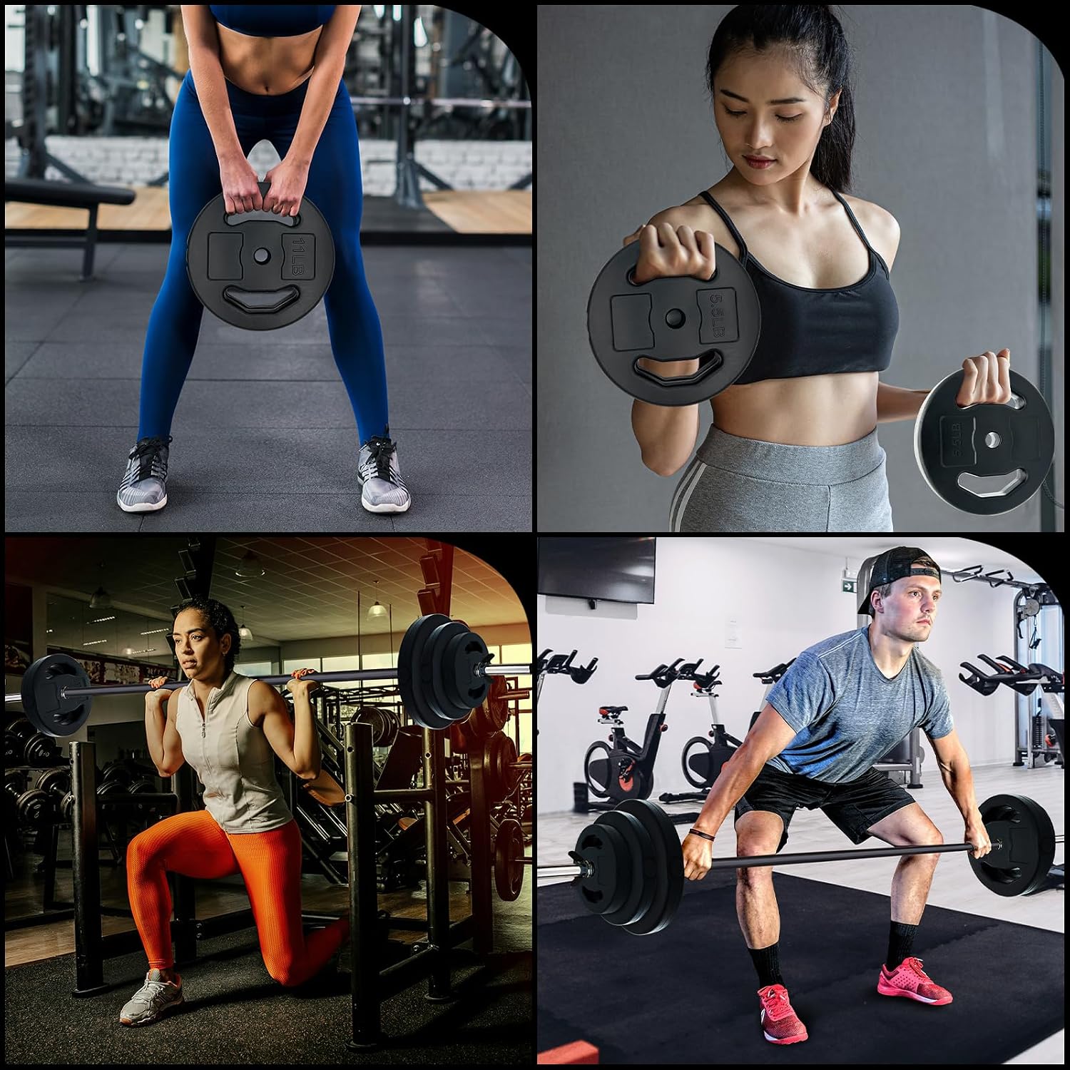Barbell Weight Set for Lifting, Adjustable Barbell Set for Home Gym, PU Coating