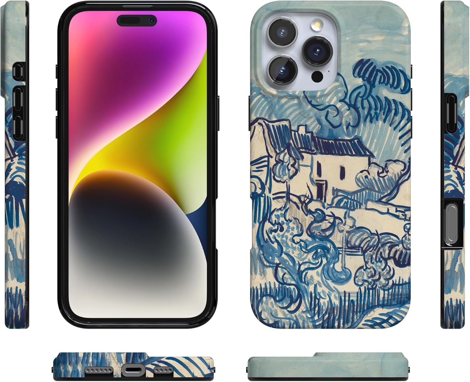 Casely iPhone 16 Pro Case | Van Gogh | Landscape with Houses | Compatible with MagSafe | Classic Ultra Slim Design