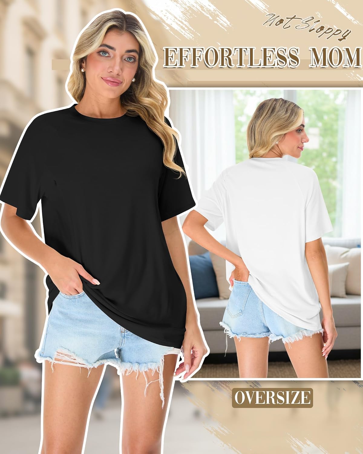 3 Pack Women's Oversized Nursing Tops for Breastfeeding with Hidden Zippers Loose Fit Short Sleeve Maternity Tops