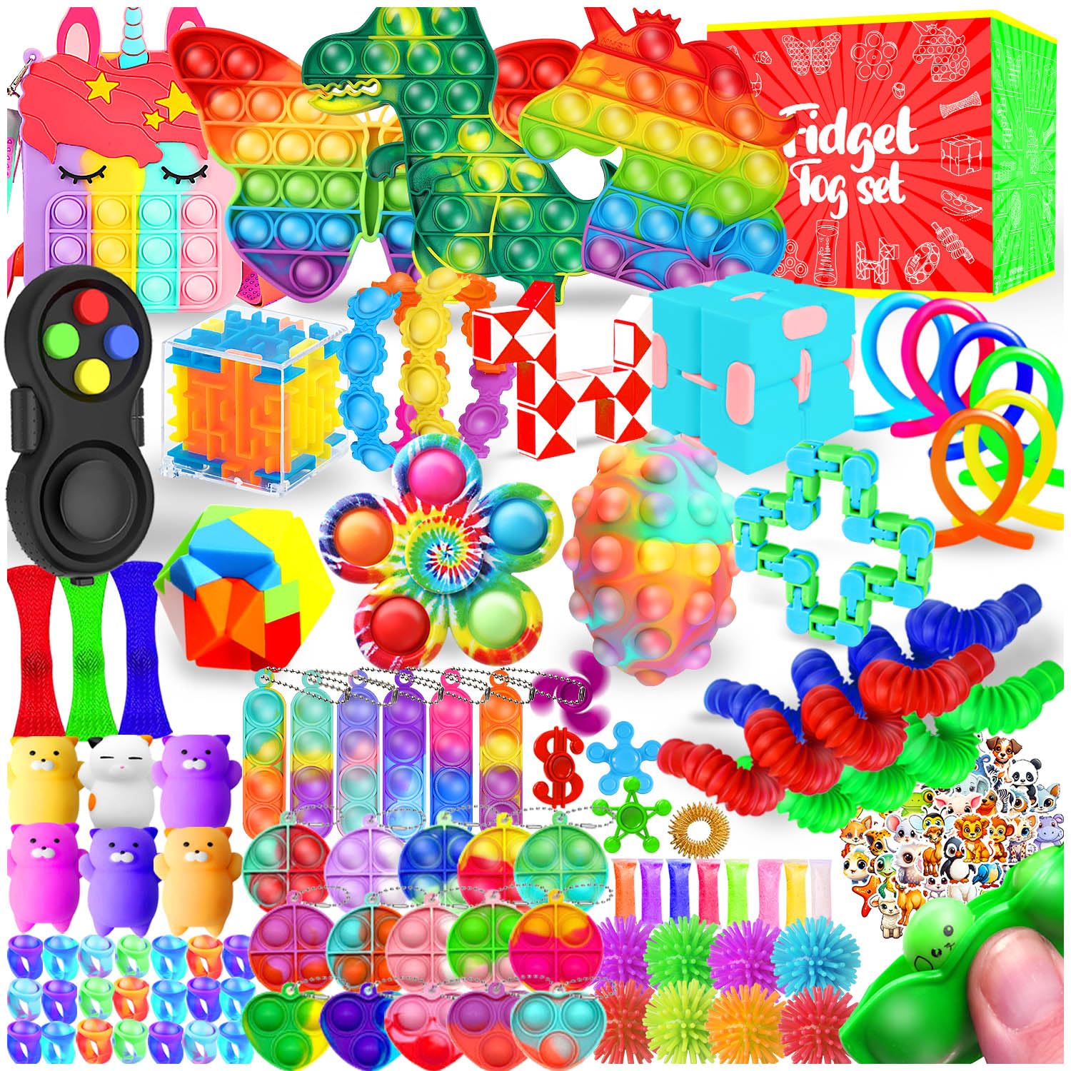 Fidget Toys, 126 Pack Party Favors for Kids 8-12 4-8, Sensory Toys Bulk Autism Autistic, Treasure Box Toys for Classroom, Stocking Stuffers, Goodie Bag Stuffers, Christmas Birthday Gifts Prizes