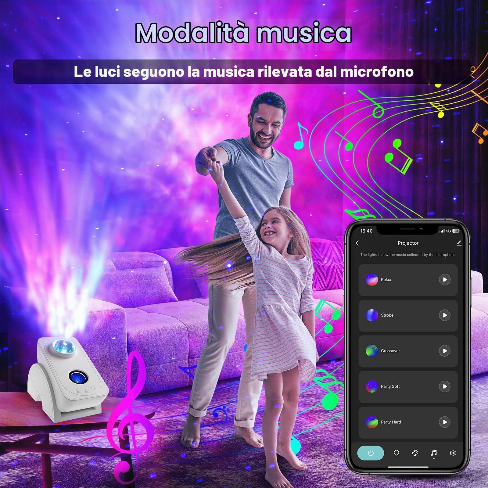 Blubbel Proiettore Smart LED per Cielo Stellato, Laser Blu Proiettore WiFi Starlight, Luce Notturna Galaxy 3D, Controllo App/Vocale, Starlight Galaxy, Compatibile con Alexa/Google, Regalo