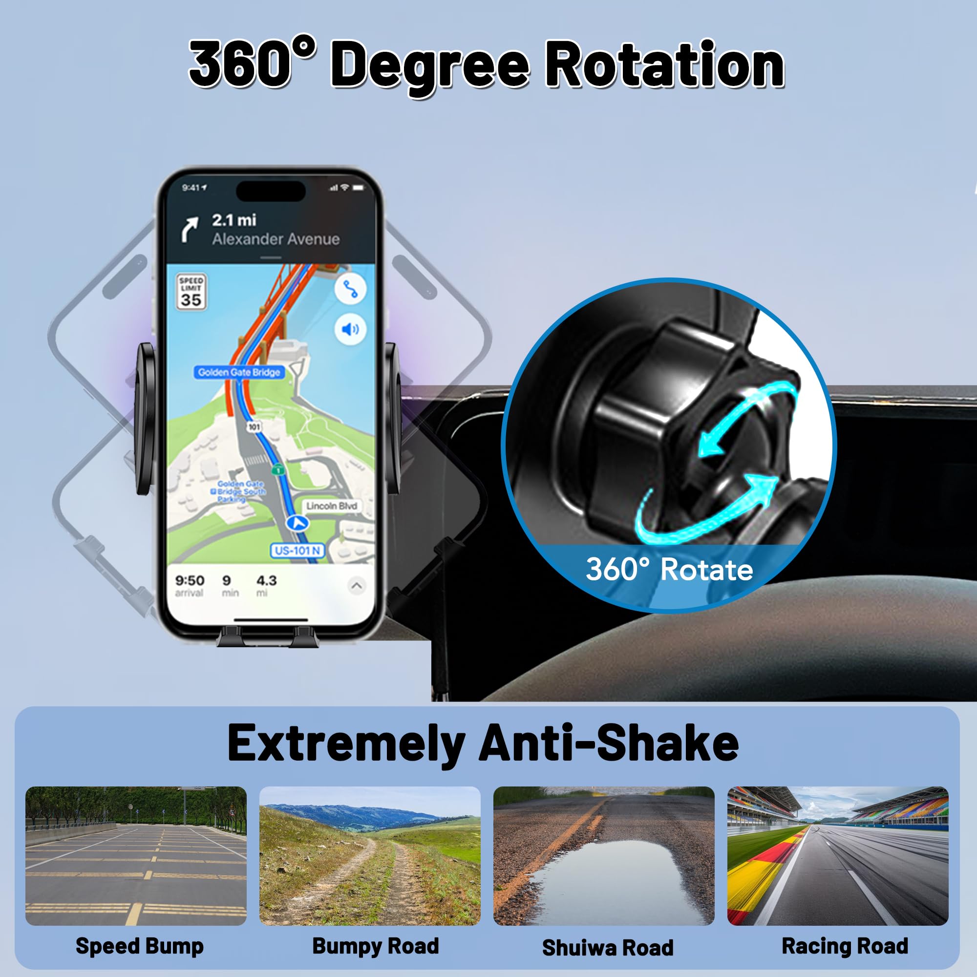 Supporto per telefono da auto adatto per Nissan Armada 2017-2020, spesso adatto alle bocchette dell'aria, adatto per tutti gli smartphone da 4,7-7 pollici, girevole a 360°, facile da installare