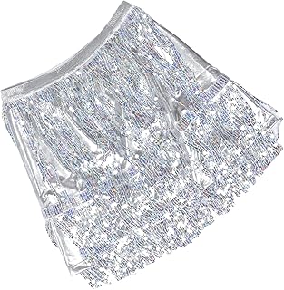 VALICLUD Vestido De Dança Com Franjas De Lantejoulas Saia Cintilante Vestidos De Tutu Para Meninas Roupa De Franja Lenço De Quadril Hula Saia De Dança Latina Traje De Dança Cowgirl Saia