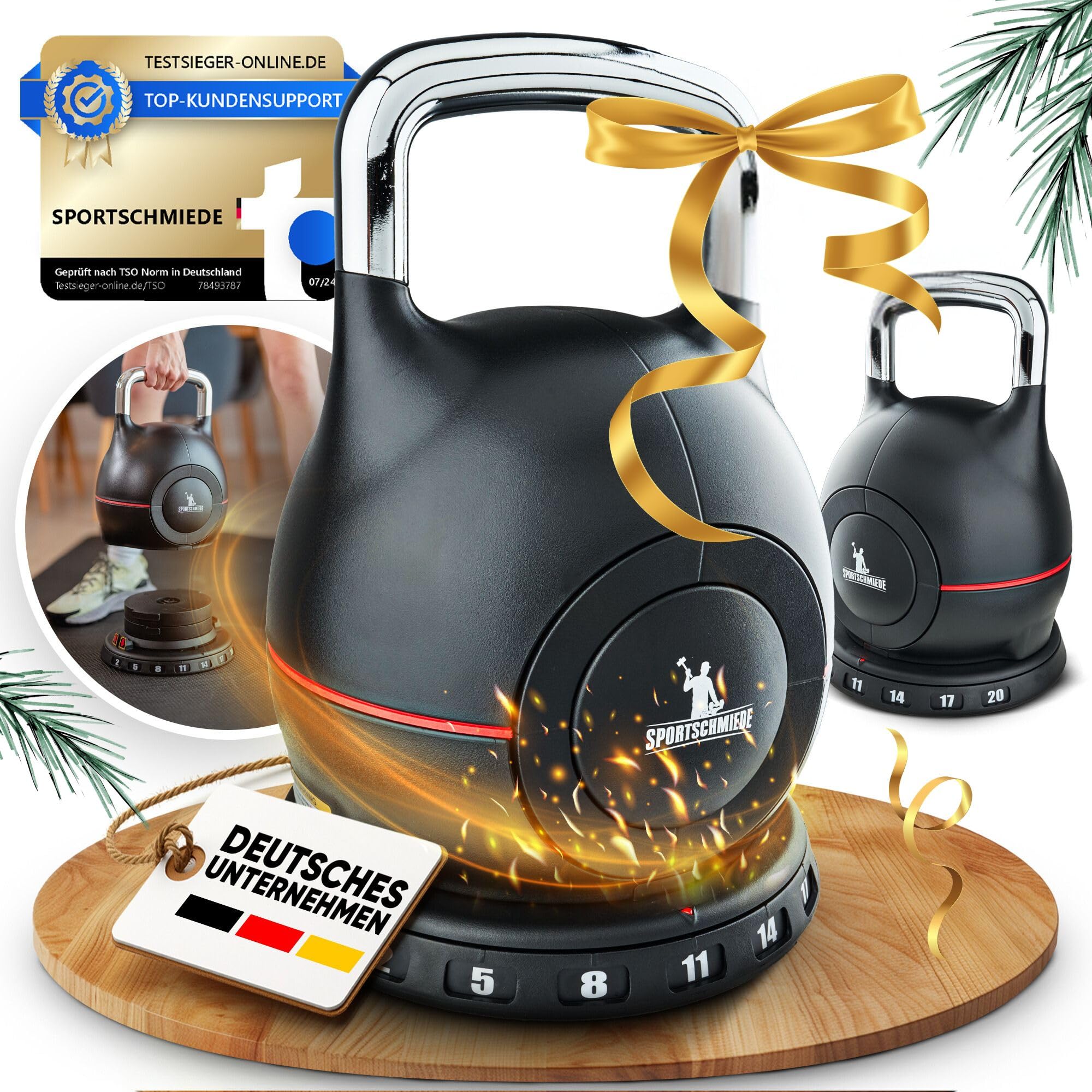 SPORTSCHMIEDE Kettlebell [Verstellbar] 2-20 kg Hanteln Set Gewichte Hantel für Home Gym | Hantelset Fitnessgeräte für Zuhause | Dumbbells Sportgeräte Zuhause Kugelhantel Gewicht Hantel Set