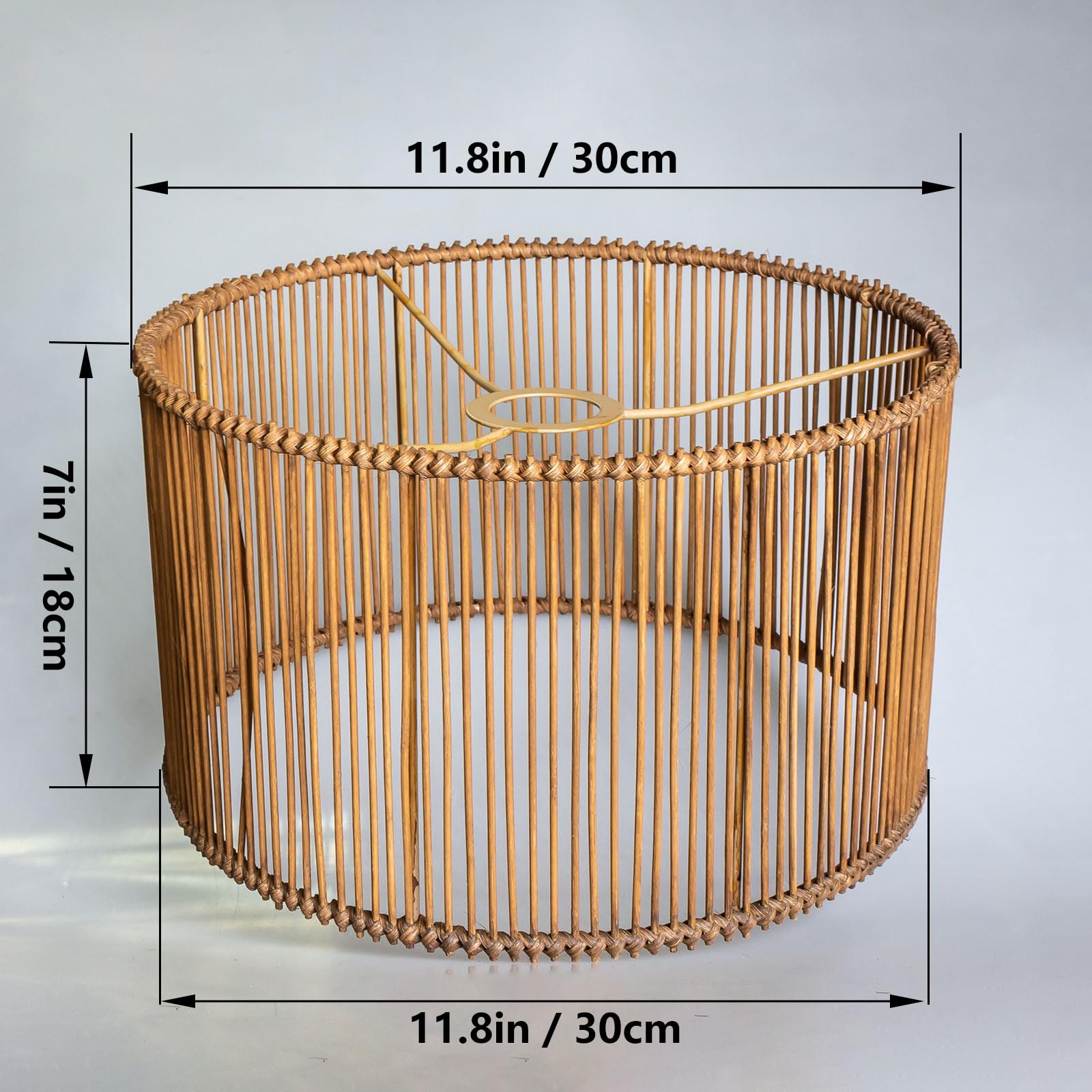 Paralume in Bambù Naturale, Diametro 30 cm, per Lampade a Sospensione, da Terra, da Tavolo o Comodino, Stile Boho
