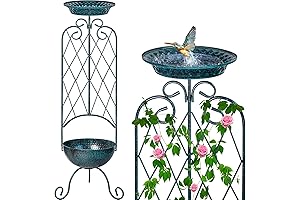 X-PREK Climbing Bird Bath, Trellis & Outdoor Hanging Bird Feeder with Detachable Plastic Pots