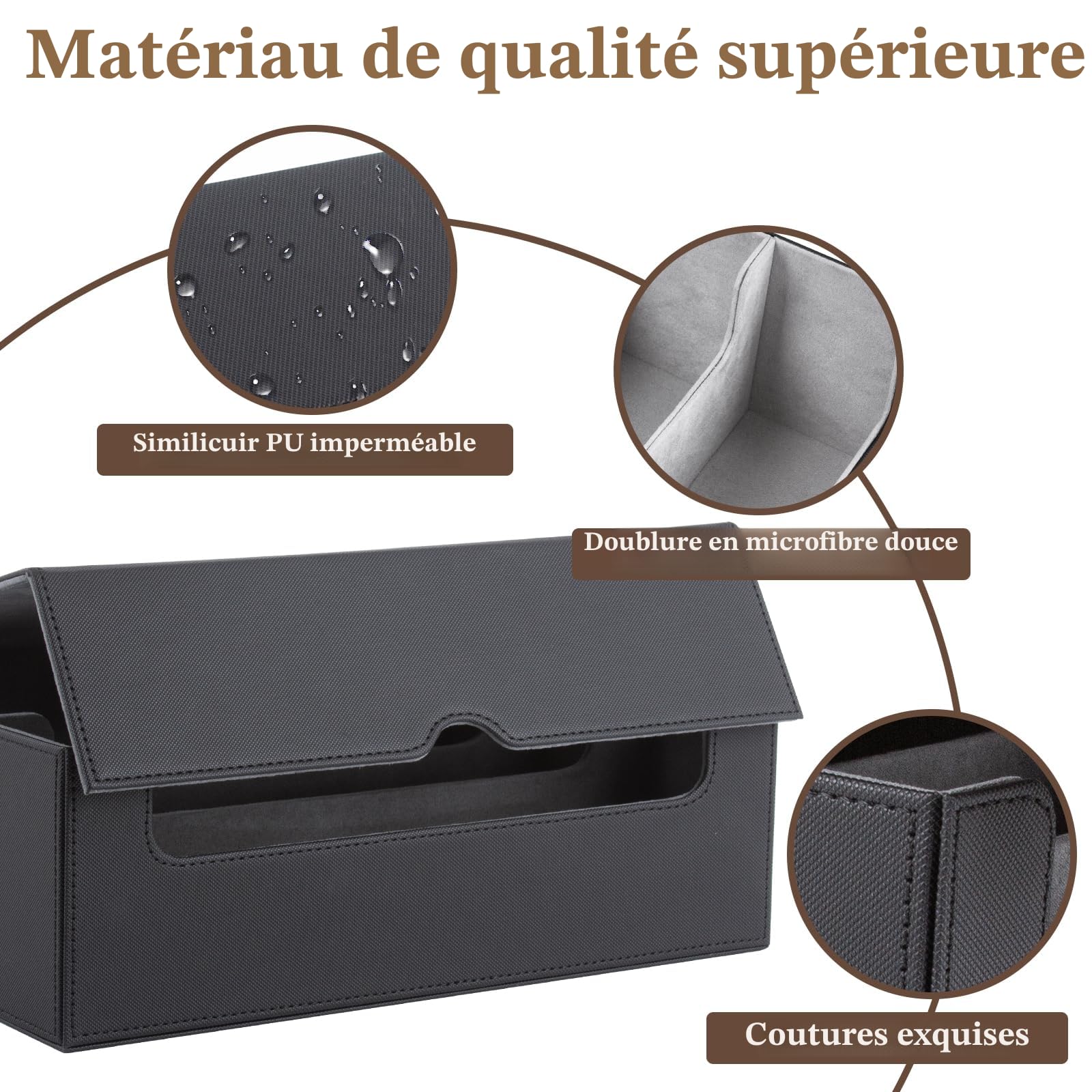 ECOSEAO Boîte à Cartes Pour MTG, Boîte de Rangement Cartes Magnétique, Magnetic Deck Box en Cuir pour Plus de 1800 Cartes, Boîte de Rangement pour Carte à Collectionner pour TCG Carte(Noir-gris)