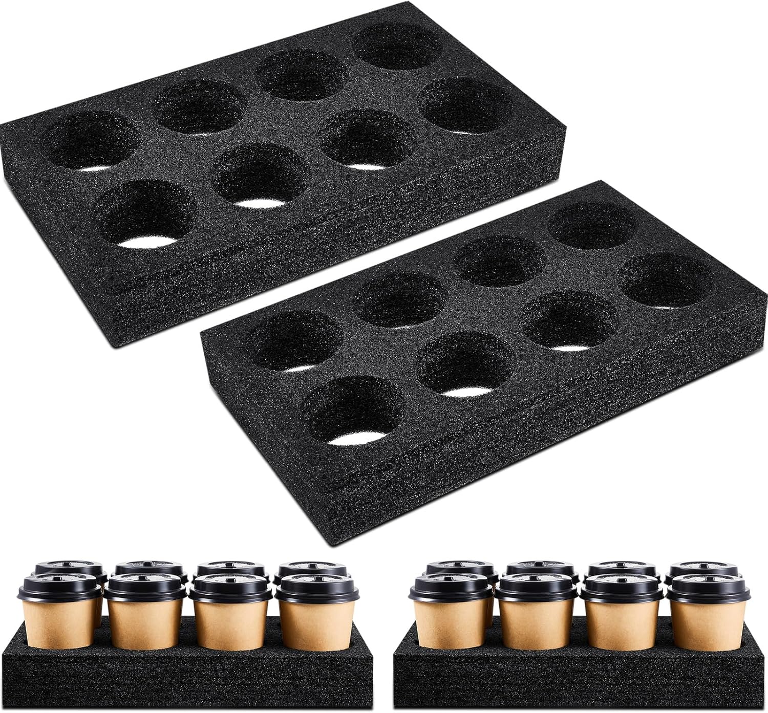 Pangda 4 Pcs Multiple Holes Cup Holder Foam 8 Cup Drink