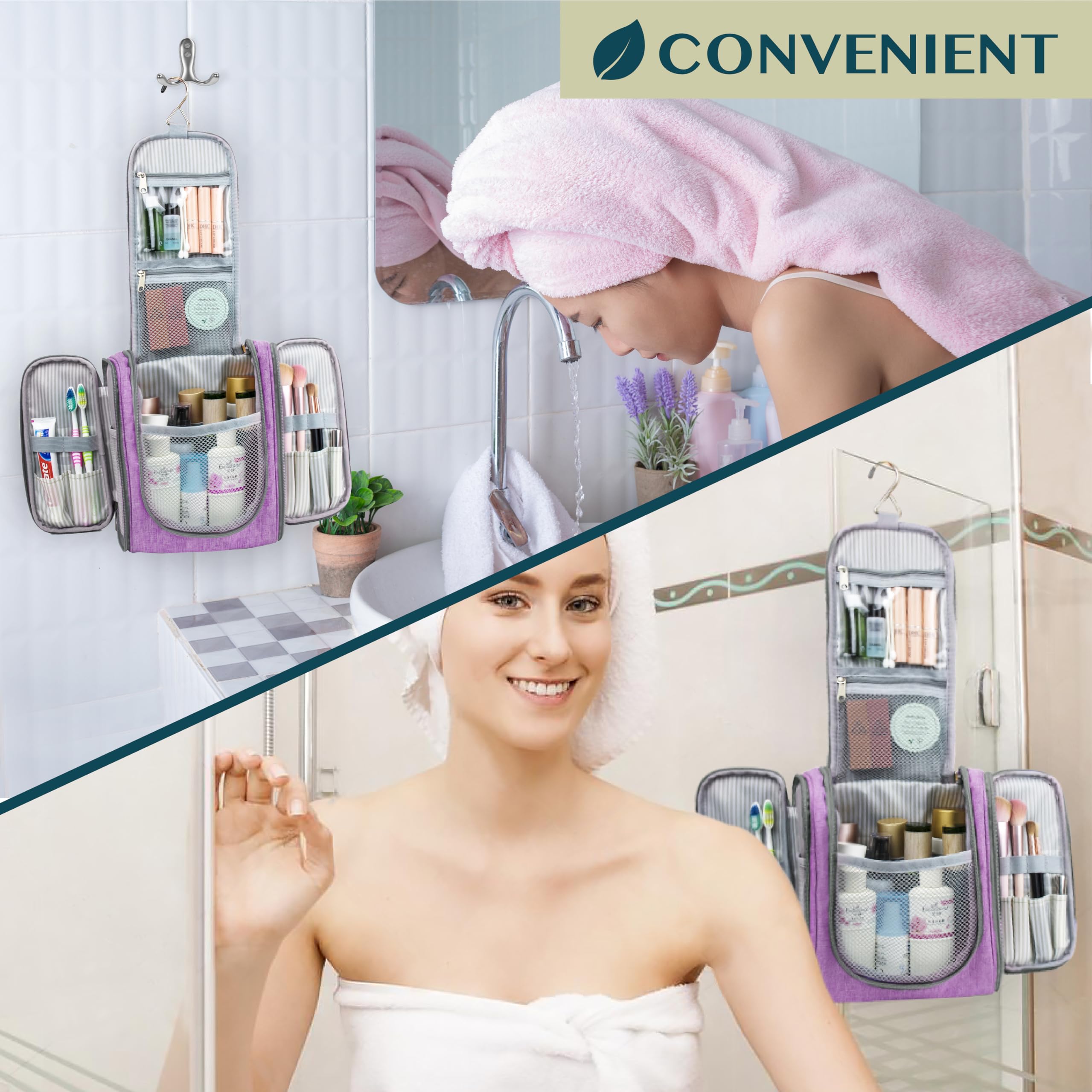 PAVILIA Bolsa de Aseo Colgante de Viaje para Mujeres y Hombres | Kit Organizador de artículos de tocador para baño para Maquillaje | Kit de higiene Dopp Kit para Ducha de Afeitado