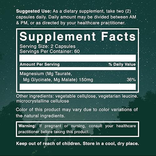 Miniatura 4 de Triple Calm Magnesio  Mag. taurate, glycinate, y Malate para el socorro óptimo Relajación, el estrés y la Ansiedad, y mejorar Dormir. 120 cápsulas,