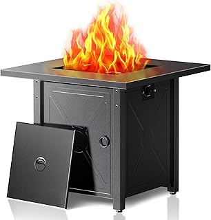 28 Inch Propane Fire Pit Table, 3-in-1 Multi-Use 50,000 BTU Square Gas F...