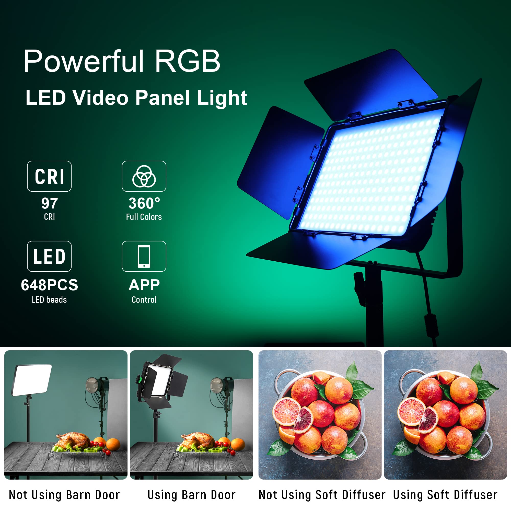 VILTROX 30W Foco de vídeo LED RGB Iluminación de fotografía con control de aplicación 360° a todo color Bi-color regulable 2800K~6800K CRI97+ TLCI97 para juegos/transmisión/YouTube (weeylite WP35)