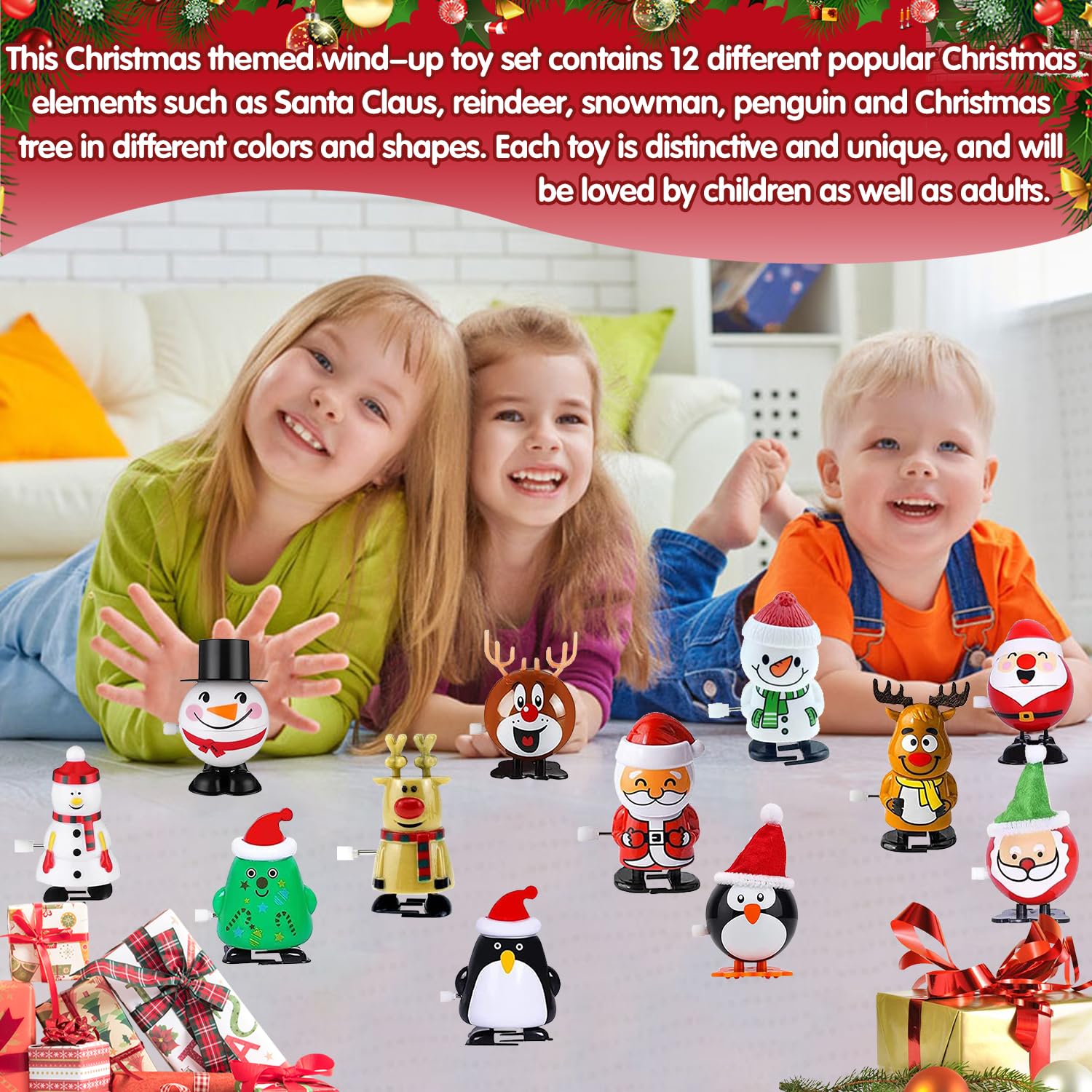 Cadeaux Pour Secret Santa POPOYU Jouets à Remonter Noël Pour Enfants Garçons, 5 Pièces Noël Clockwork Mini Jouets Cadeaux Wind Up, Bonhomme De Neige Renne Jouet Pour Enfants Secret Santa Party Sac