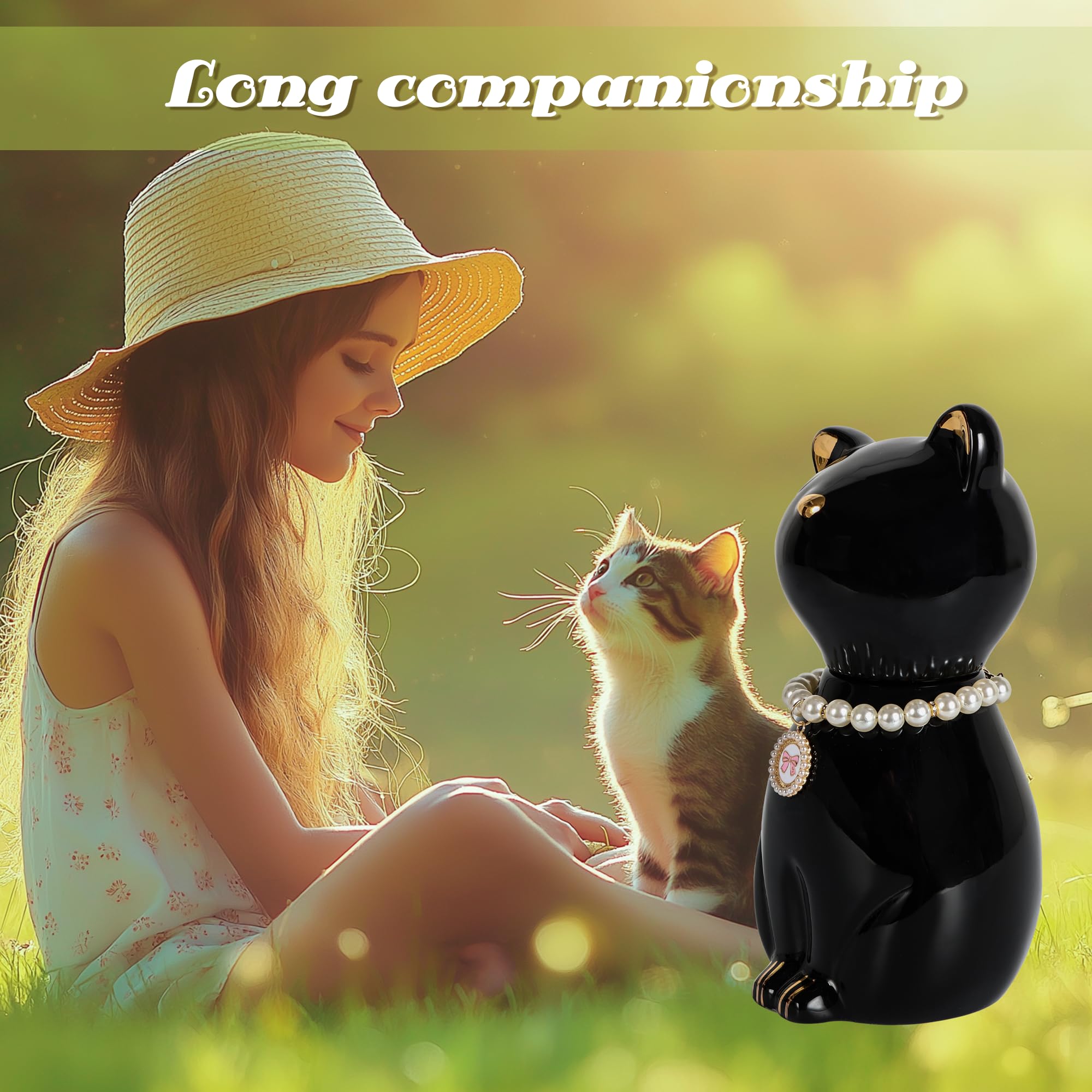 Urna para gatos para cenizas, urnas para gatos, urnas para cenizas, cenizas de gato negro, urnas para gatos con collar de gato (8 kg)