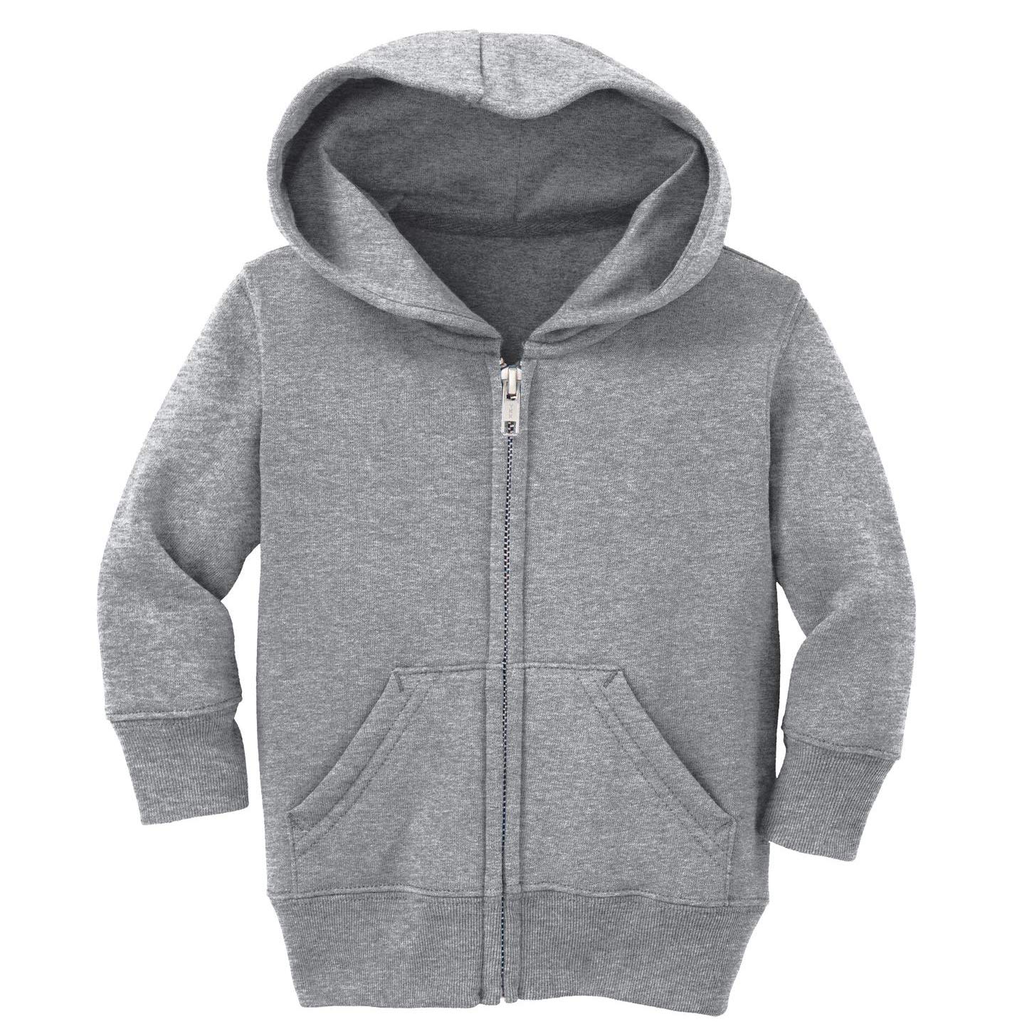 INK STITCH Infant Baby Unisex Core Fleece Full- Zip Hooded Sweatshirt - Grey -18M