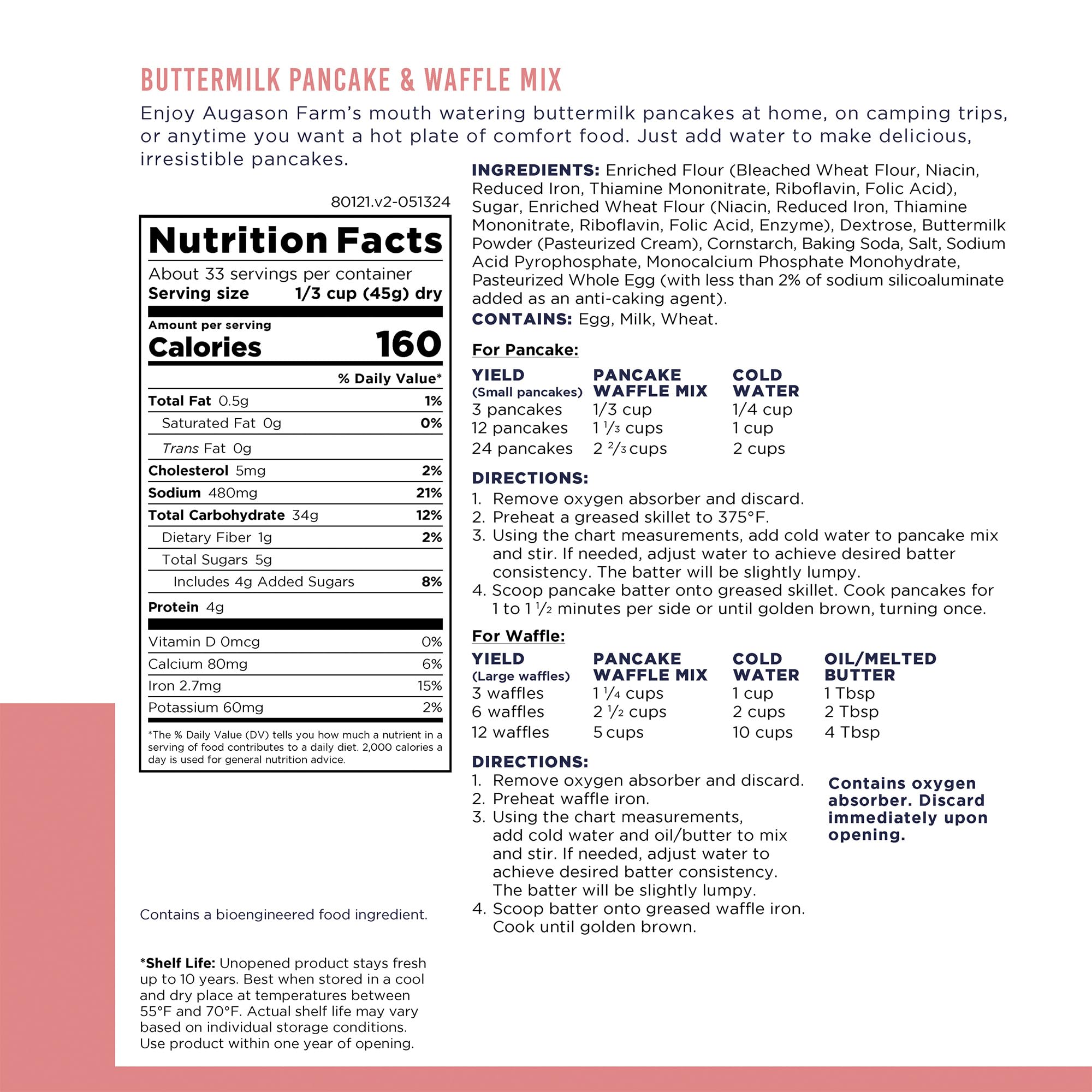 Augason Farms Buttermilk Pancake Mix #10 Can, 52 oz