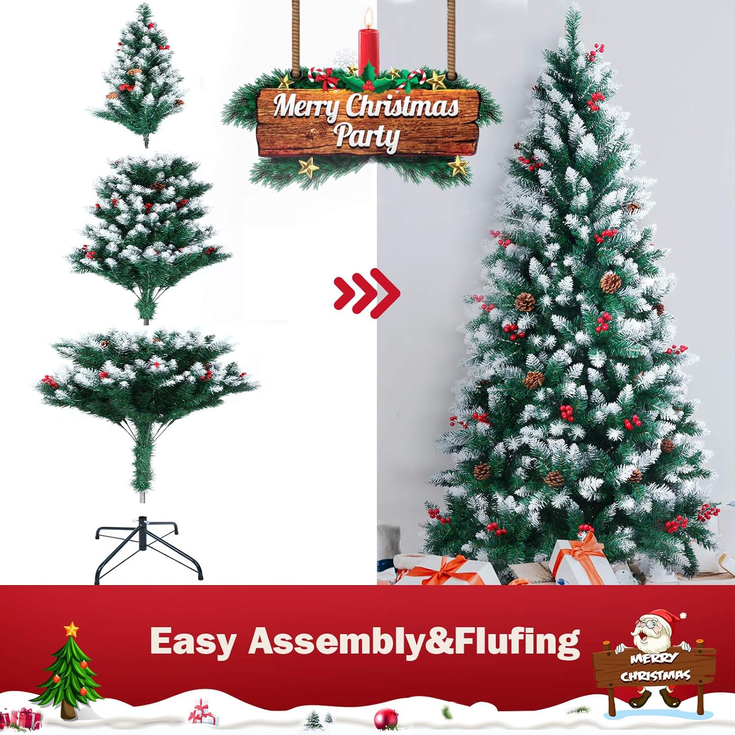 Flash Deals - 50% OFF Kazeila 6ft Artificial Christmas Tree with Pine Cones and Red Berries,Premium Christmas Decorations,Easy Assembly,Foldable Meal Stand Exclusive Discount 80% Offer Kazeila 6ft Artificial Christmas Tree with Pine Cones and Red Berries,Premium Christmas Decorations,Easy Assembly,Foldable Meal Stand