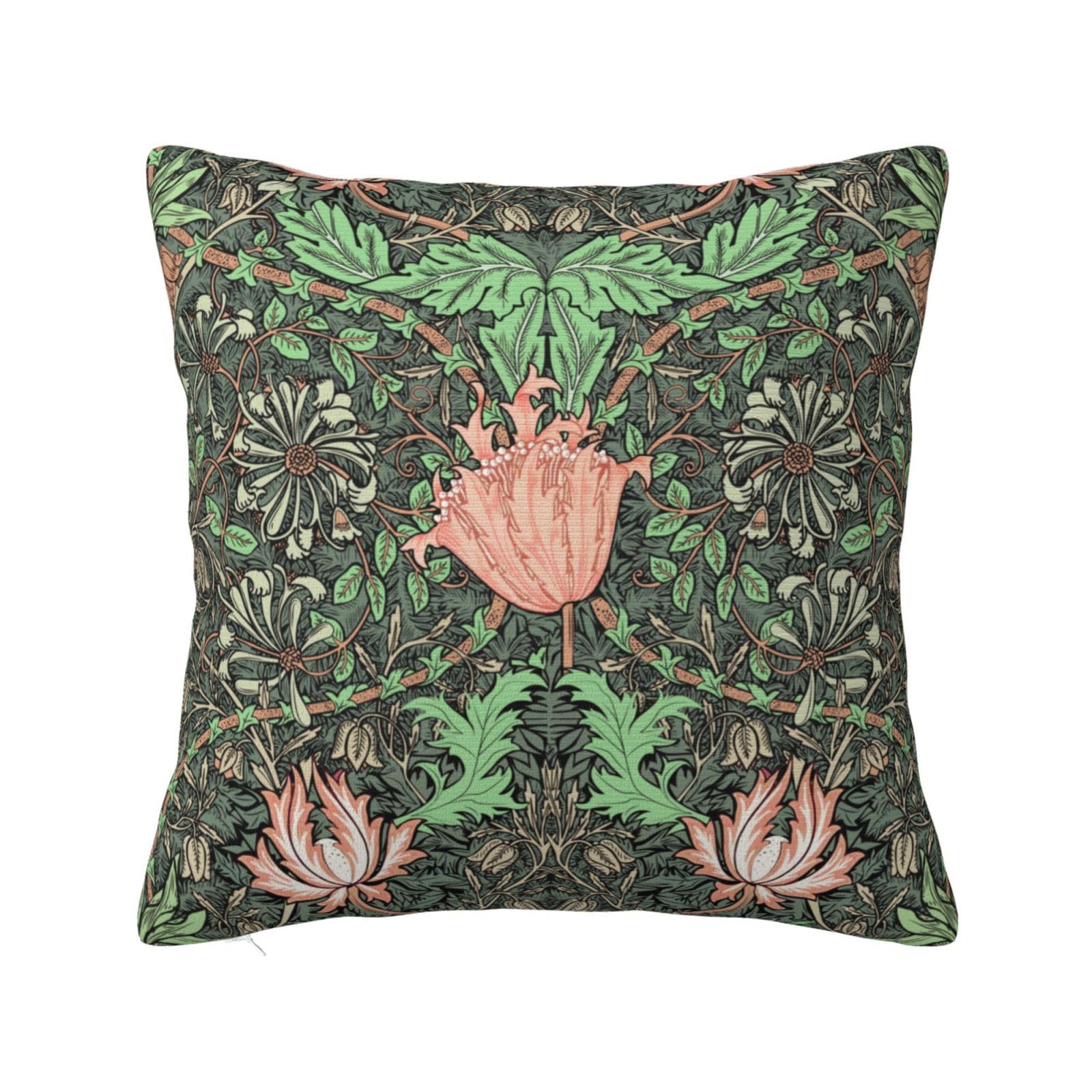 Ideeze William Morris Pimpernel Throw Pillow Covers Soft Decorative Throw Pillowcases Cushion Case Square for Home Decor Bed Couch Car Living Room 20x20 Inch