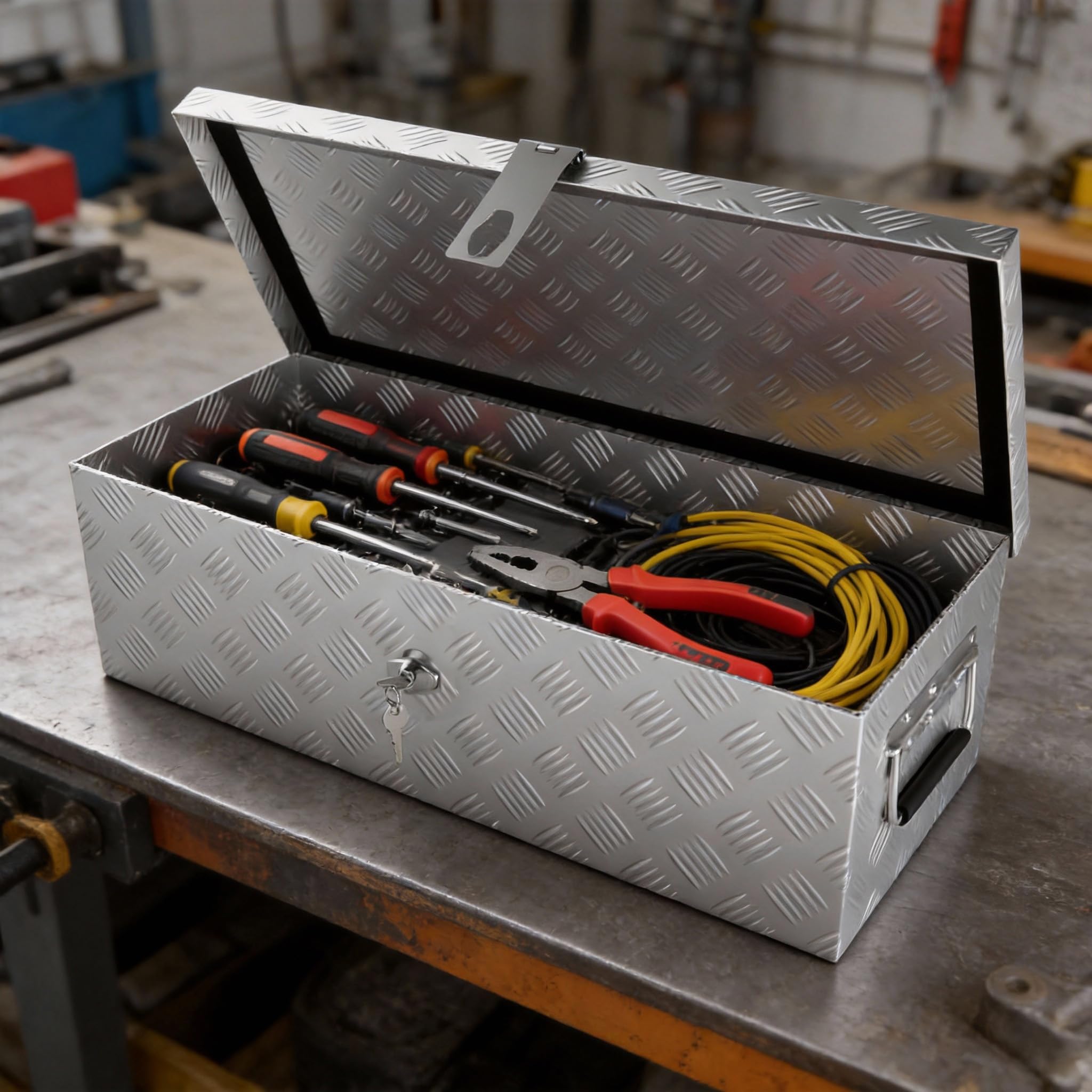 XMTECH Aluminiowa skrzynka transportowa, 18 l, skrzynka do przechowywania, skrzynka aluminiowa, kolor srebrny, skrzynka transportowa, skrzynka na narzędzia