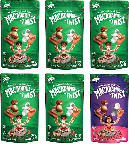 Venta final Nueces de macadamia australianas prémium Macadamia Twist en cáscara con llave de metal para abrir conchas, paquete familiar combinado 1