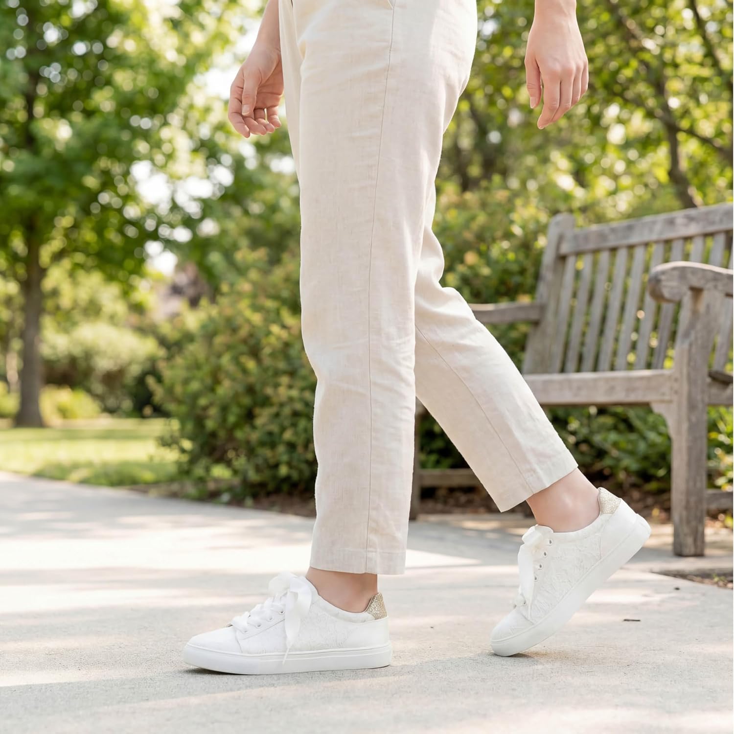 JIAJIA 8834A Wedding Shoes Bridal Sneakers Flats Bride Tennis Shoes Lace Sneakers - Personalized Customization Available