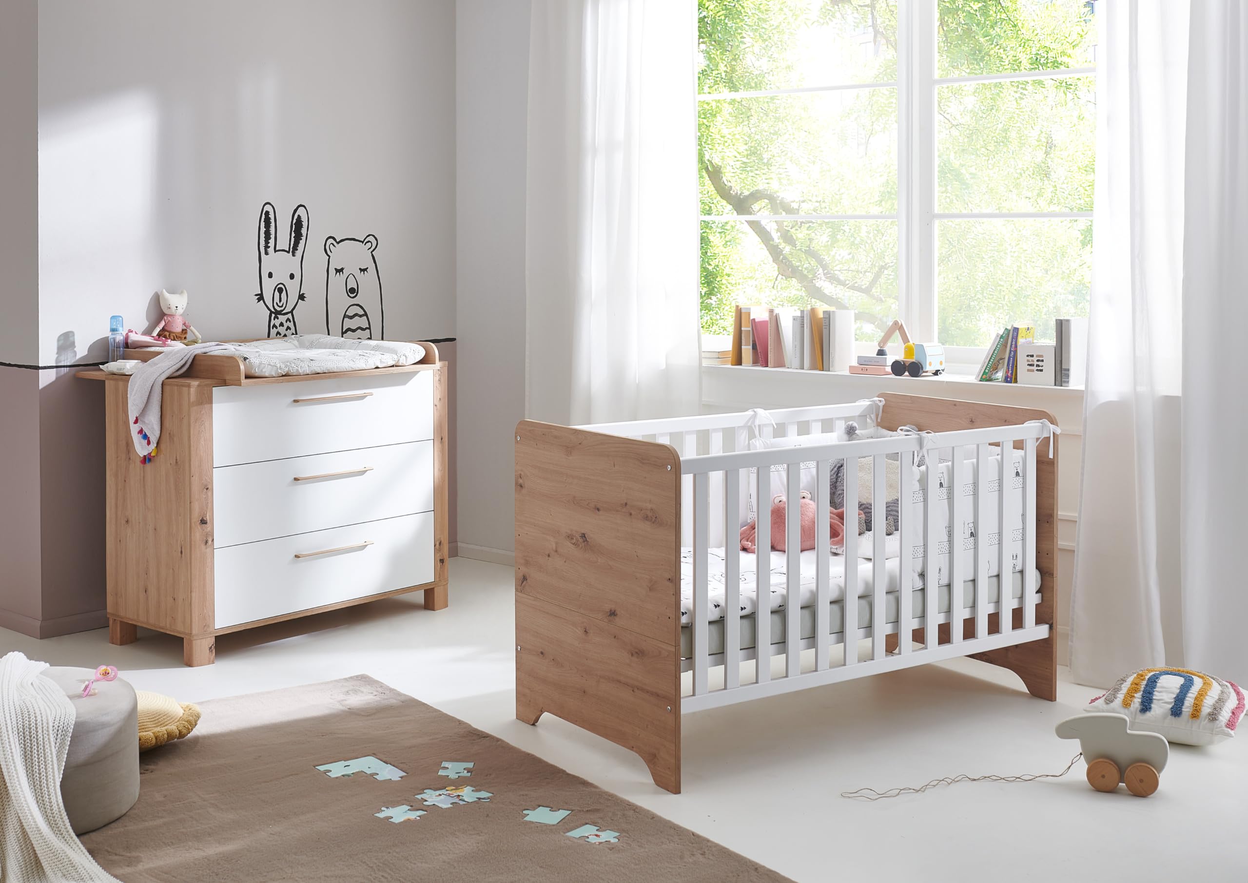 Babyzimmer Set Marlon 2. teilig Bett Wickelkommode