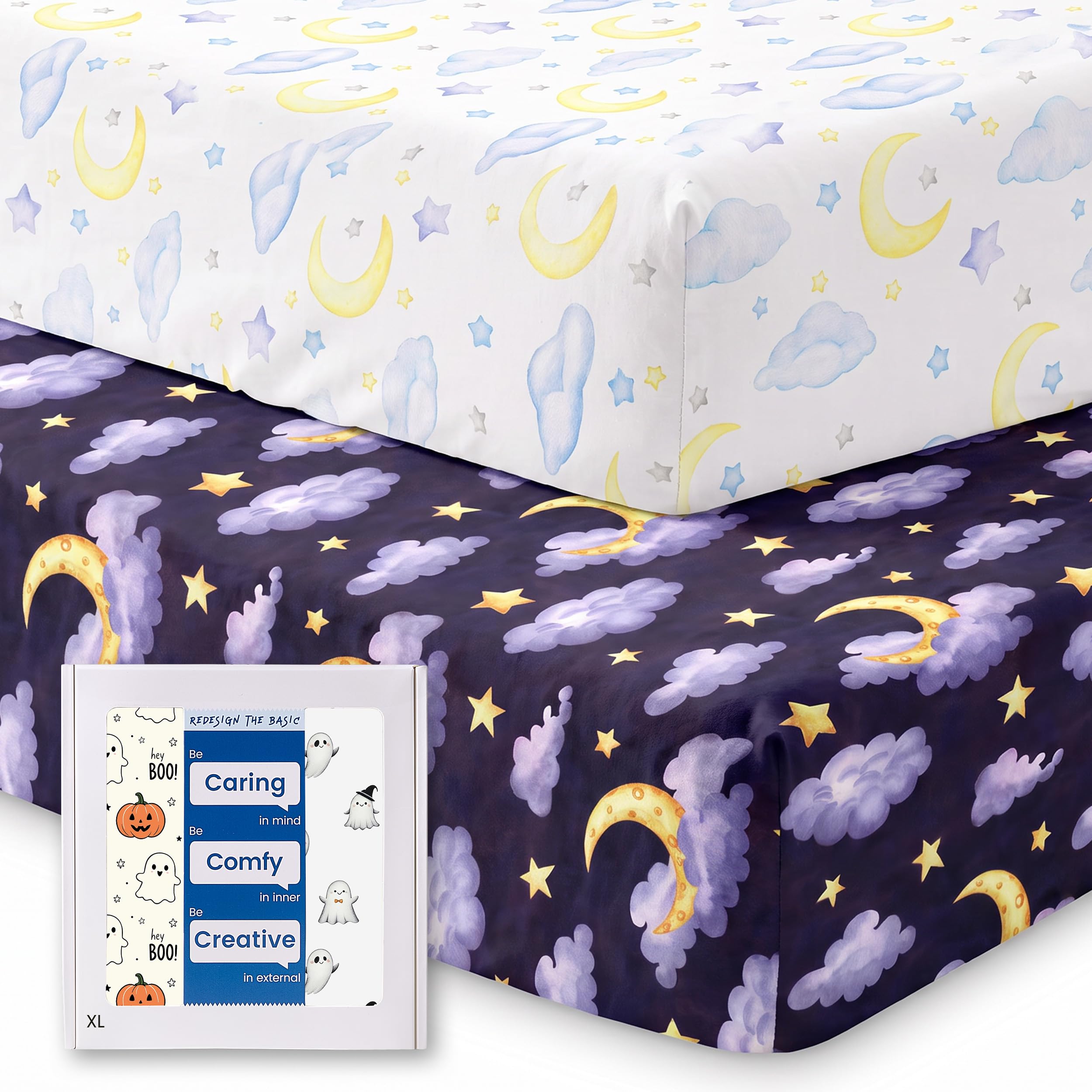 Crib Sheets 28x52x9 Inch, Fitted Baby Mattress Sheets 2 Pack