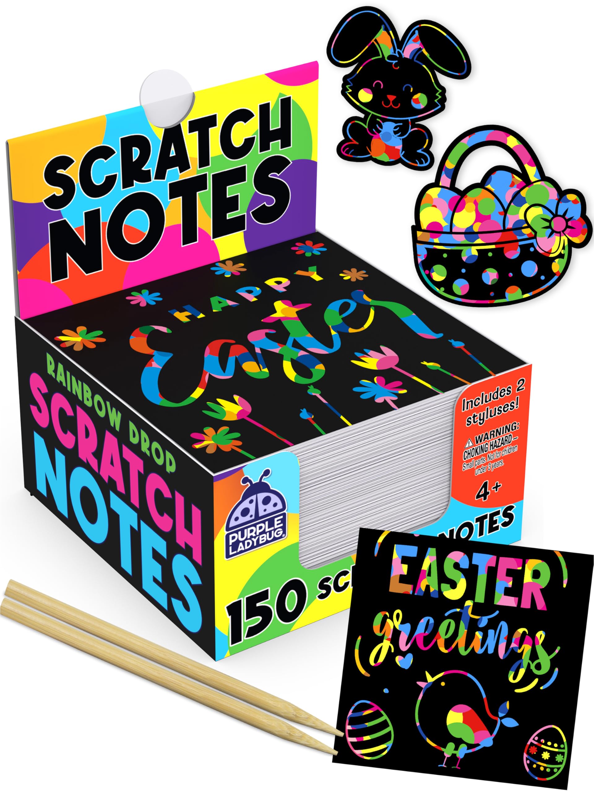 Easter Basket Stuffers for Kids, for Girls & for Teen Girls - 150 Rainbow Scratch Art Mini Notes Arts and Craft Supplies, Valentines Day Gifts for Kids Crafts for Kids Ages 8-12