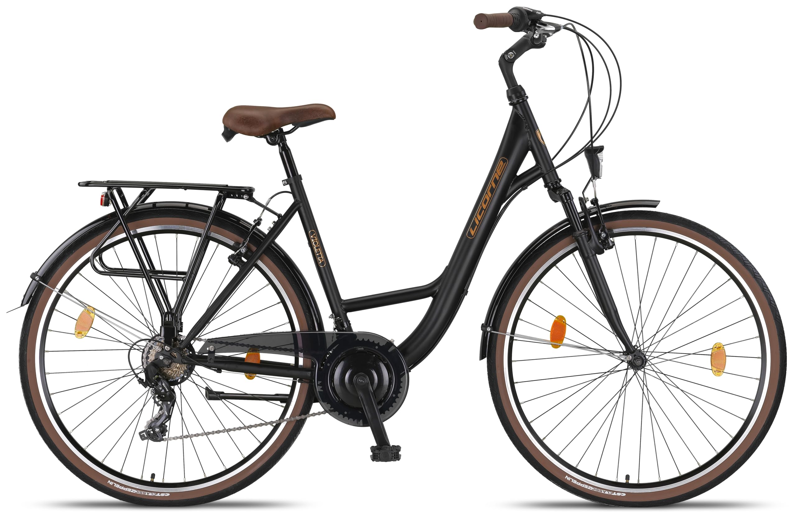 Licorne Bike Violetta Premium City Bike in 24,26 und 28 Zoll - Fahrrad für Mädchen, Jungen, Herren und Damen - 21 Gang-Schaltung - Hollandfahrrad